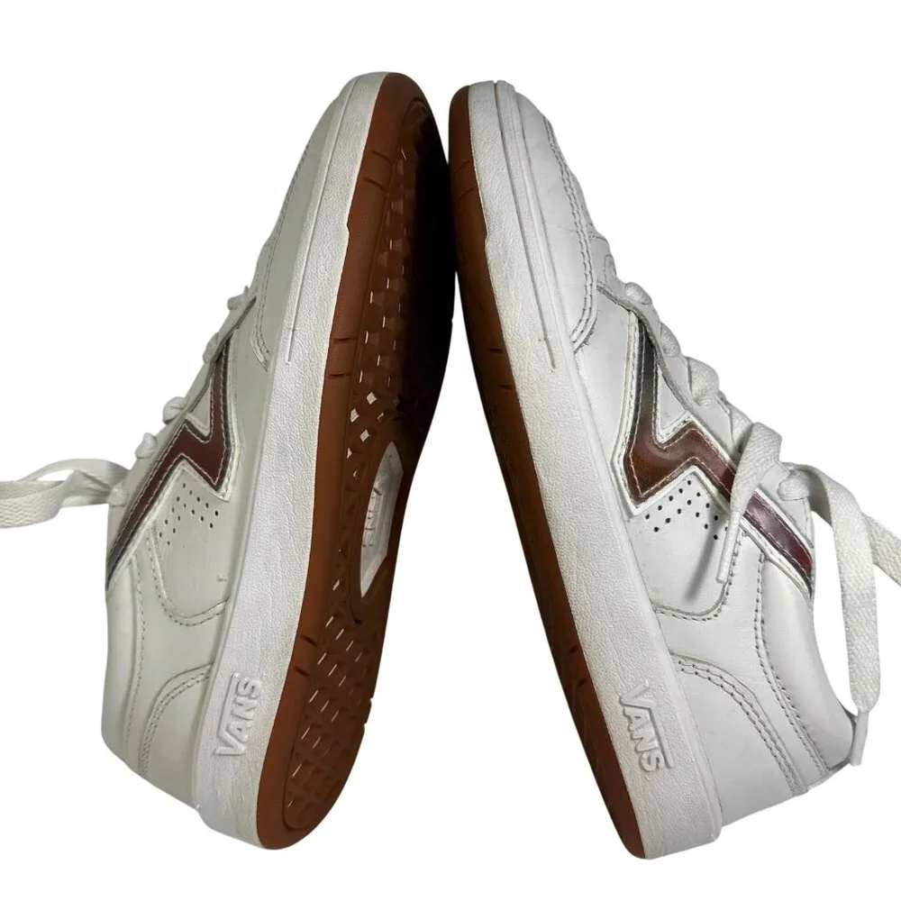 Vans Womens 6.5 Mens 5 White Leather Sneakers With Multicolor Accents Lace-Up - Picture 9 of 14